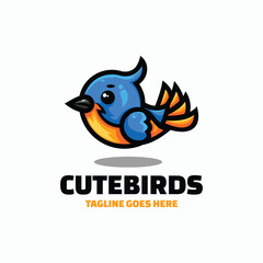 Vector Logo Illustration cute Birds Mascot Cartoon Style