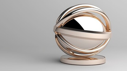 A modern metallic sphere with elegant rings, perfect for contemporary decor and digital art backgrounds.