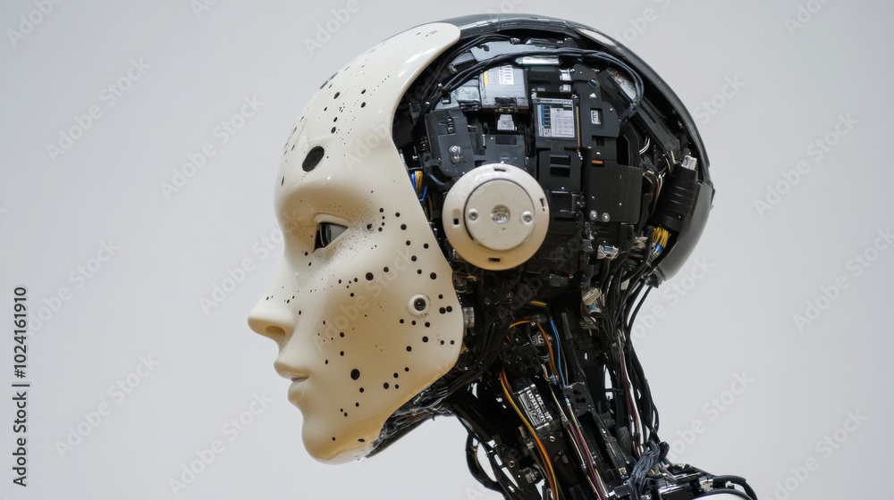 Poster a robot is being programmed with artificial intelligence, showing how ai is changing the way we work
