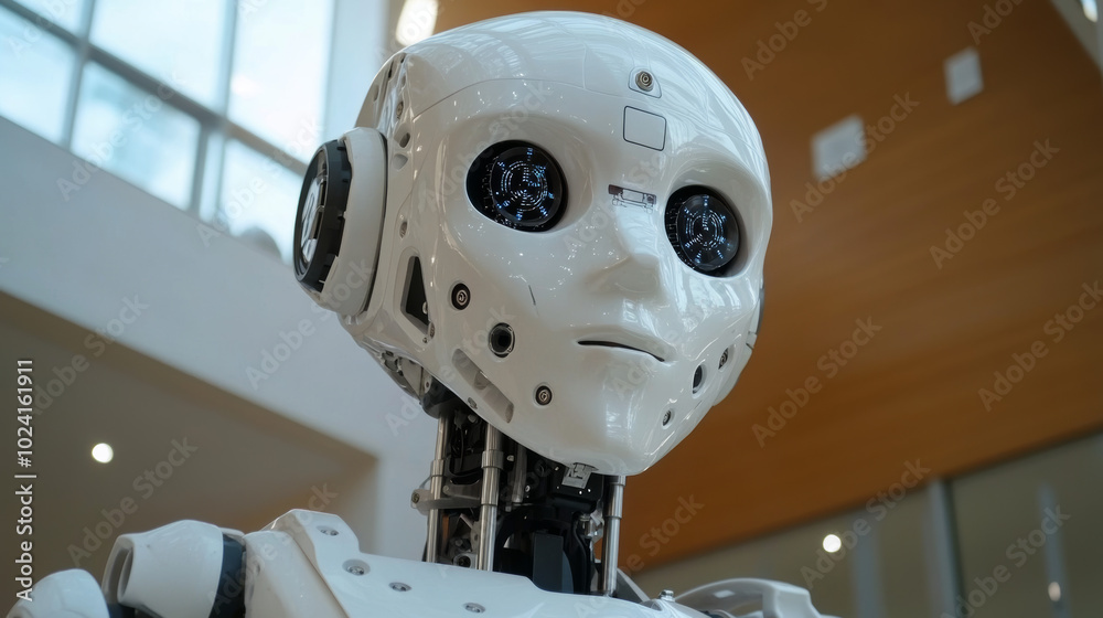 Poster a robot is being programmed with artificial intelligence, showing how ai is changing the way we work