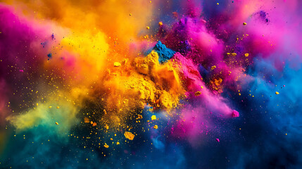 Obraz premium Colorful powders of color create explosions in the air, reflecting the joy and celebration of the festival.