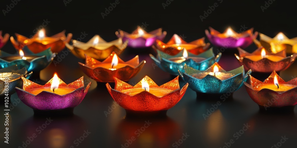 Sticker Diwali diyas in a unique conceptual design