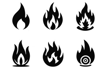 Fire icon collection. Fire flame symbol. Bonfire silhouette logotype. Flames symbols set flat style - stock vector, fire icon, fire flame symbol, bonfire icon, flame icon set, fire silhouette