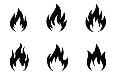 Fire icon collection. Fire flame symbol. Bonfire silhouette logotype. Flames symbols set flat style - stock vector, fire icon, fire flame symbol, bonfire icon, flame icon set, fire silhouette