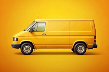 Van Icon with Shadow on Yellow Background - Perfect for Travel, Delivery, and Transportation Themes in Graphic Design