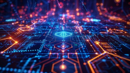 Fototapeta premium Abstract Financial Technology Network Background