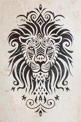 Obraz premium Lion head with intricate tribal designs in copy space.