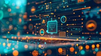 Obraz premium Digital Financial Technology Background for Stock Photo