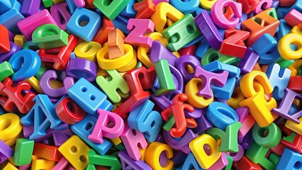 Fototapeta premium Vibrant Scattered Colorful Alphabet with Helpful Tips for Easy Learning and Engaging Educational Activities for Kids