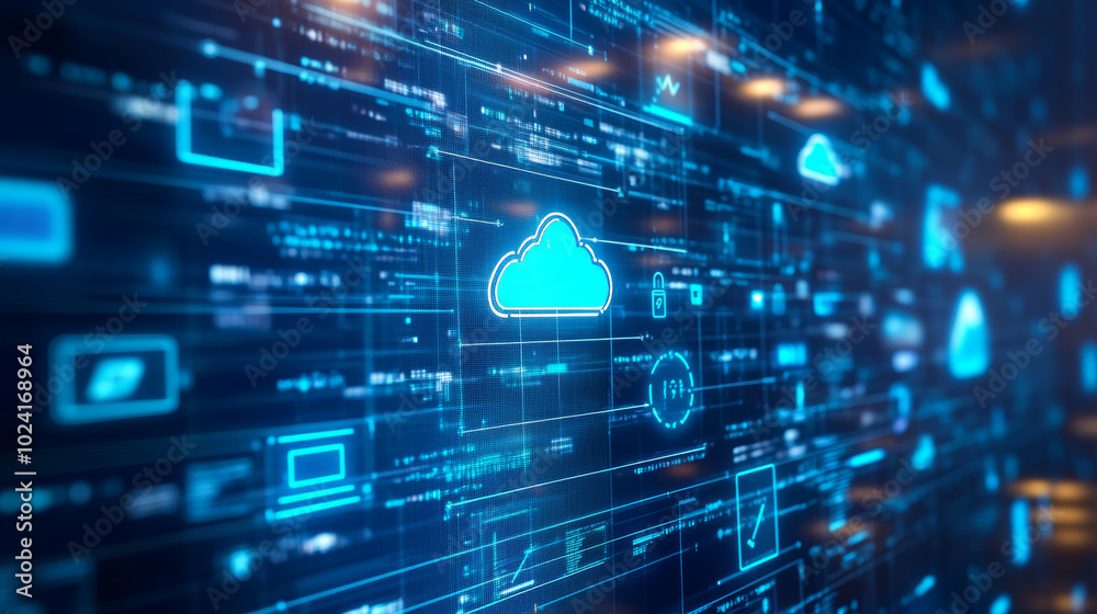 Poster this image shows the world of digital technology, from software development to cloud computing. it i