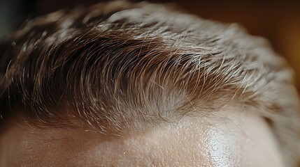 Time-lapse video of hair restoration progress, moving from sparse hair to fuller coverage after treatment, focus on scalp detail, Photorealistic, High Detail