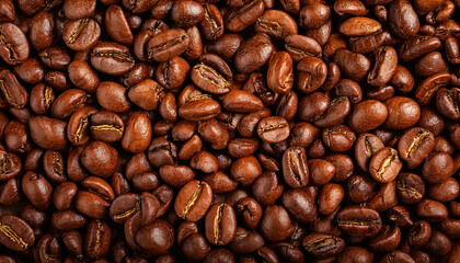 Close-up of roasted Arabica coffee beans