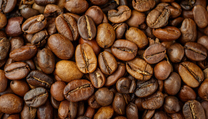 Fototapeta premium Close-up of roasted Arabica coffee beans