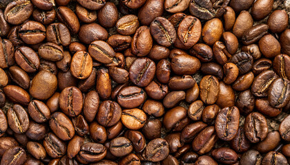 Obraz premium Close-up of roasted Arabica coffee beans