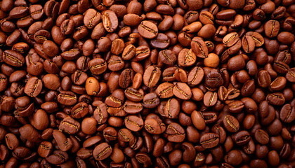 Obraz premium Close-up of roasted Arabica coffee beans