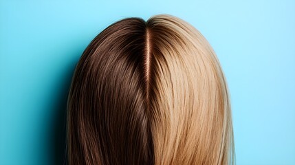 Before-and-after shots of a woman's thinning scalp, showcasing hair regrowth and thicker strands after consistent use of hair growth serum, Photorealistic, High Detail