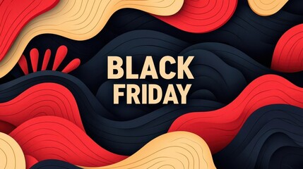 Waves of deals for Black Friday, flat design illustration
