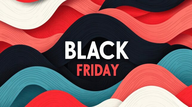 Waves of deals for Black Friday, flat design illustration