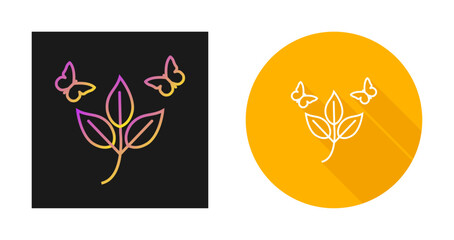 Butterflies over Plants Vector Icon