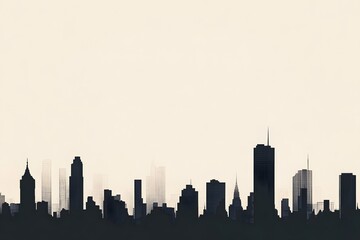 Naklejka premium A Black and White Silhouette of a City Skyline