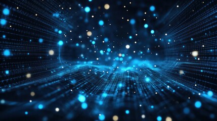 Obraz premium Abstract Digital Background with Blue Particles and Light