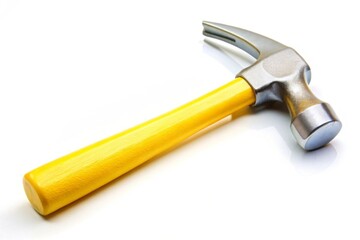 Forced perspective yellow hammer isolated on white background