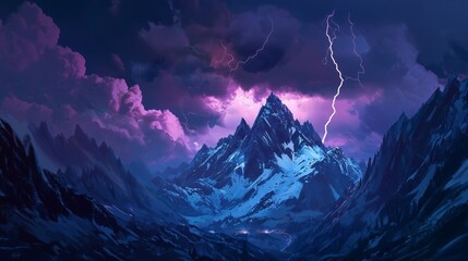 Thunderstorm Over Majestic Mountain Range