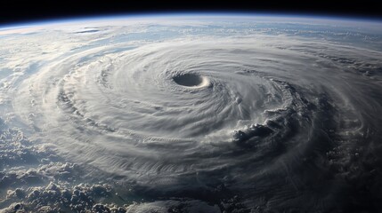 Majestic Hurricane Over the Ocean with Spiraling Clouds