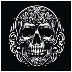 A detailed vector image featuring a skull wearing a crown and smoking a cigar, representing a bold and edgy aesthetic.