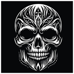 A detailed vector image featuring a skull wearing a crown and smoking a cigar, representing a bold and edgy aesthetic.