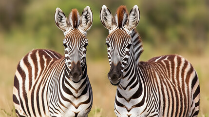 Fototapeta premium Two Curious Zebras Gazing
