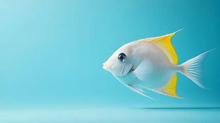 Surreal Serene Surgeonfish Dabbing on Tranquil Cerulean Background