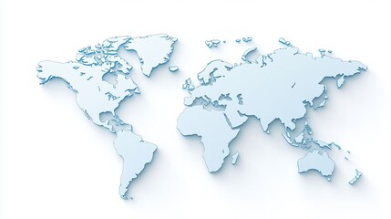 World map outline on a white isolate background.