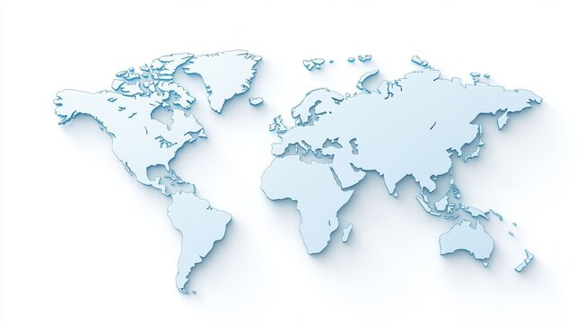 World map outline on a white isolate background.