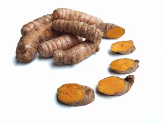 Fresh turmeric isolated on white background 