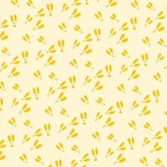 Seamless pattern abstract doodle with rabbits on yellow background for fabric texture textile print paper and wrapping 
