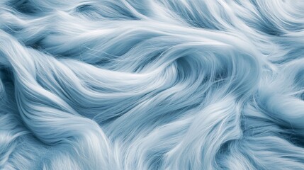 Obraz premium 2410_057.luxurious light blue faux fur fabric, intricate hair-like strands, silky smooth texture, high-resolution detail, serene aqua hues, organic wave-like patterns, plush material close-up