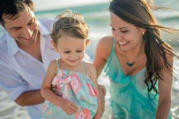 Aqua-themed Family Photo Shoot: Arrange a professional photo shoot on the beach, capturing candid moments of laughter and bonding amidst palm trees and aqua waters, creating timele