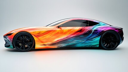 A Colorful, Modern Sports Car with Abstract Design