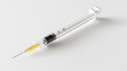 Fototapeta premium A disposable syringe made from biodegradable plastic, designed to decompose naturally after use, reducing medical waste in high-volume healthcare environments