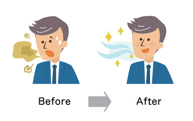 口臭ケア　男性　かわいいイラスト