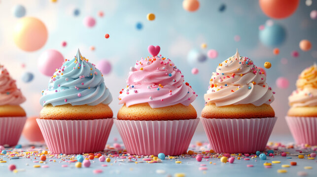 A cheerful fundraiser poster using bright, pastel colors with cute illustrations of a bake sale or community event, encouraging family-friendly participation