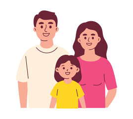 Family Photo Portrait, Father Mother and Daughter