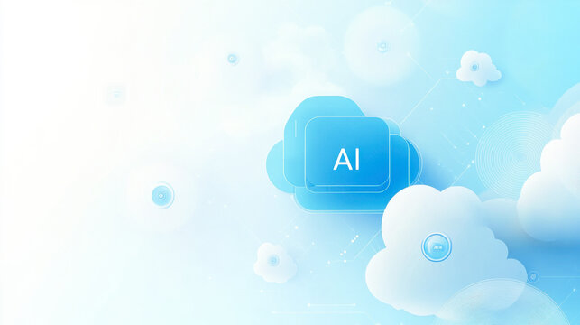 Concept of Artificial Intelligence Driven Cloud Computing. Clean and Minimalist