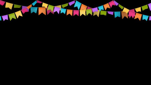 Bunting Flags for Party, Festival and Celebration on Transparent Background