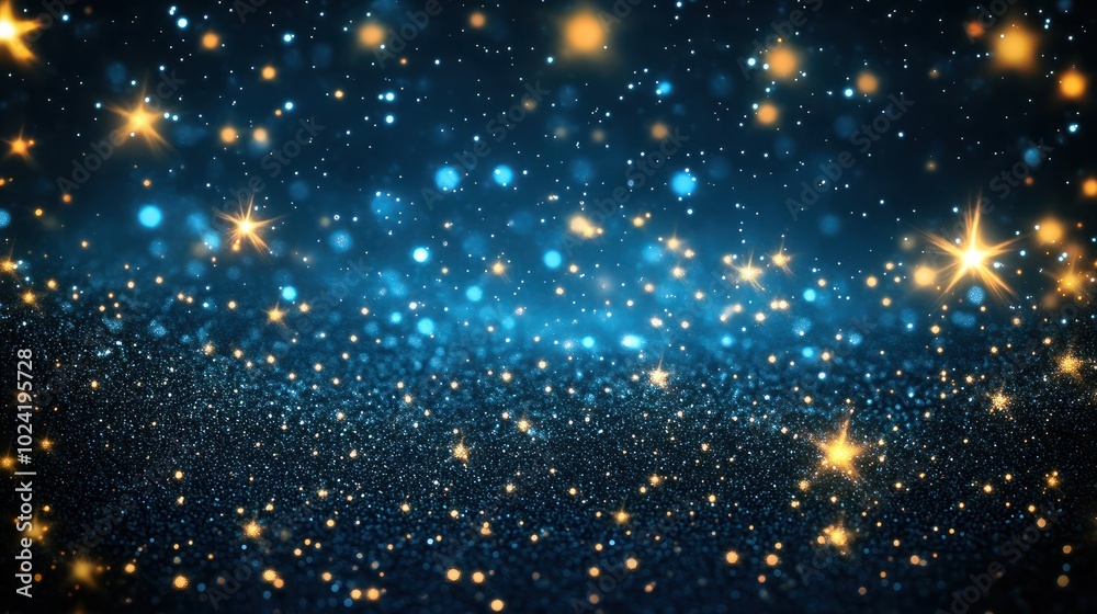 Wall mural night sky with stars sparkling on black background