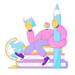 Girl with the Book and the Globe