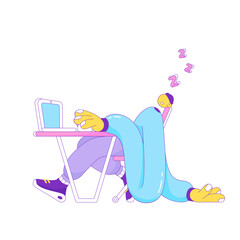 Guy sleeping at his laptop