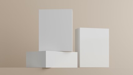 3D Cardboard Boxes Mockup Set. Front And Half Side