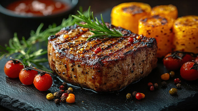 A sophisticated menu poster with a simple, elegant layout featuring high-quality images of gourmet dishes, ideal for fine dining restaurants